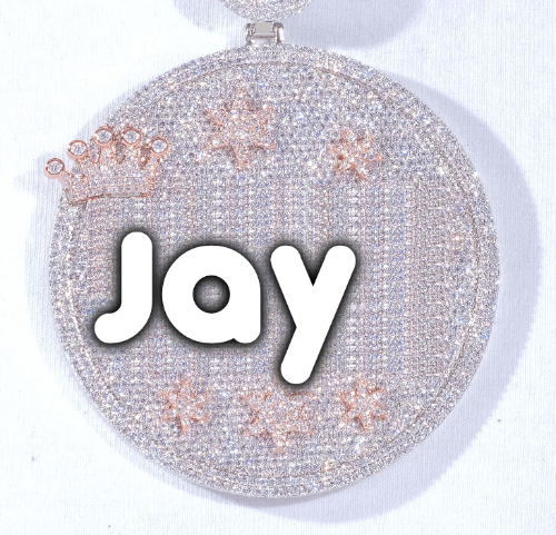 CUSTOM LETTER NECKLACE 3D BIG CROWN DISC