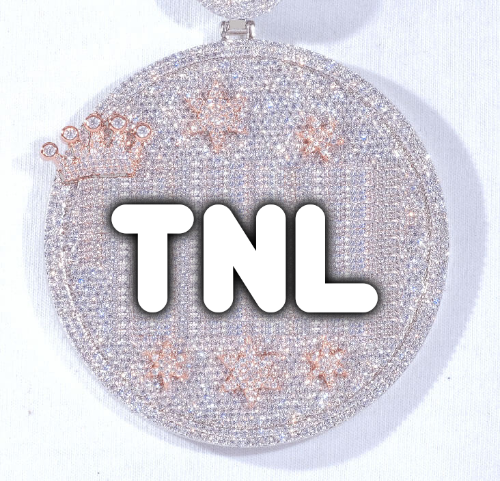 CUSTOM LETTER NECKLACE 3D BIG CROWN DISC