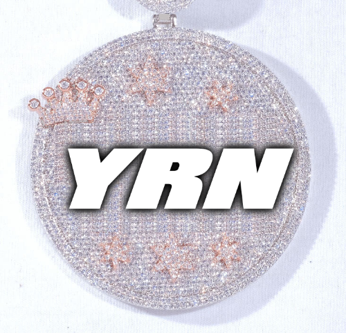 CUSTOM LETTER NECKLACE 3D BIG CROWN DISC
