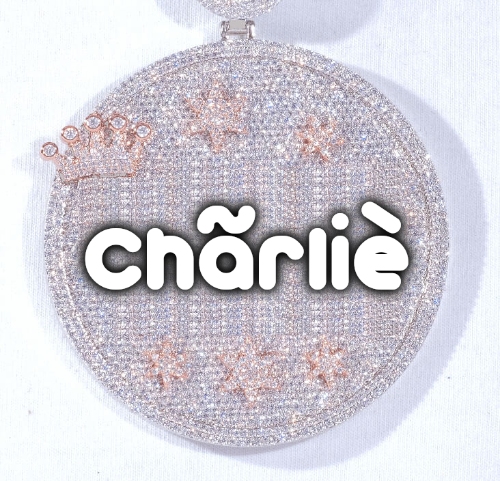 CUSTOM LETTER NECKLACE 3D BIG CROWN DISC