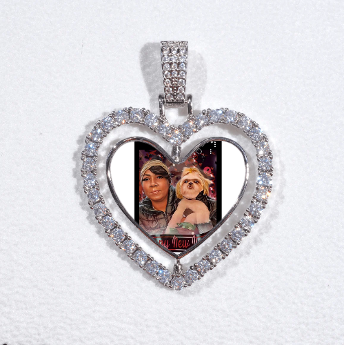3D Spinning 2-Faced Heart Custom Picture Pendant