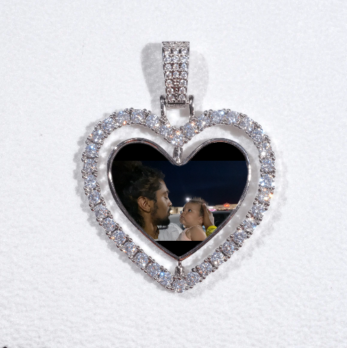 3D Spinning 2-Faced Heart Custom Picture Pendant
