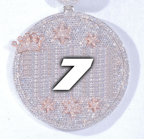 CUSTOM LETTER NECKLACE 3D BIG CROWN DISC