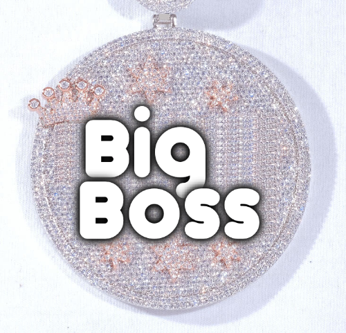 CUSTOM LETTER NECKLACE 3D BIG CROWN DISC