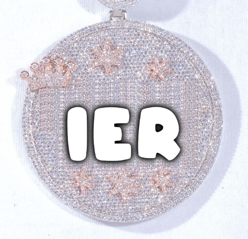 CUSTOM LETTER NECKLACE 3D BIG CROWN DISC