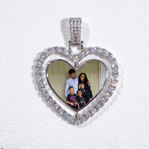 3D Spinning 2-Faced Heart Custom Picture Pendant