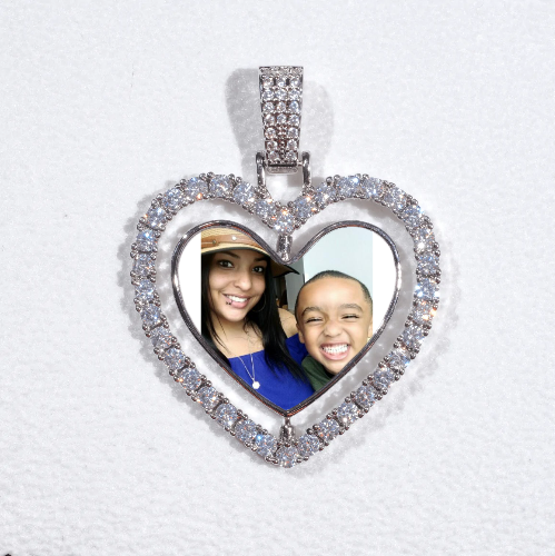 3D Spinning 2-Faced Heart Custom Picture Pendant