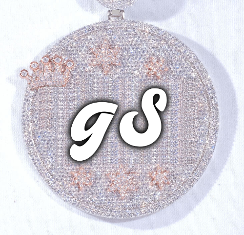 CUSTOM LETTER NECKLACE 3D BIG CROWN DISC
