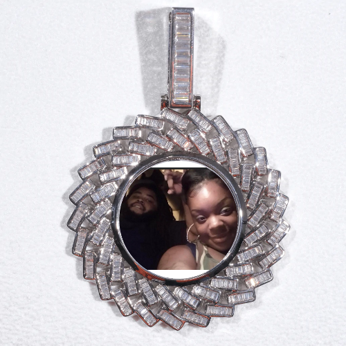 Large 3D Baguette Custom Picture Pendant