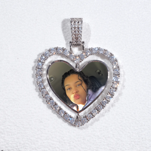 3D Spinning 2-Faced Heart Custom Picture Pendant