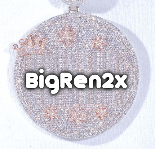 CUSTOM LETTER NECKLACE 3D BIG CROWN DISC