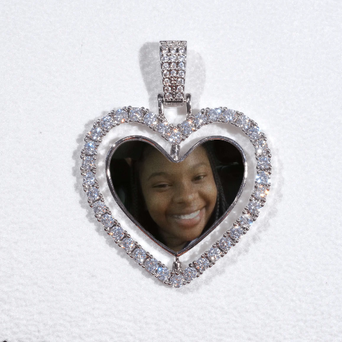 3D Spinning 2-Faced Heart Custom Picture Pendant
