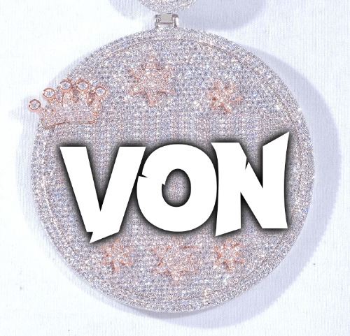CUSTOM LETTER NECKLACE 3D BIG CROWN DISC