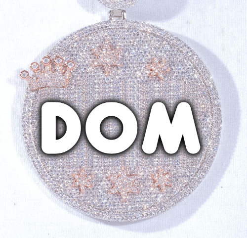 CUSTOM LETTER NECKLACE 3D BIG CROWN DISC