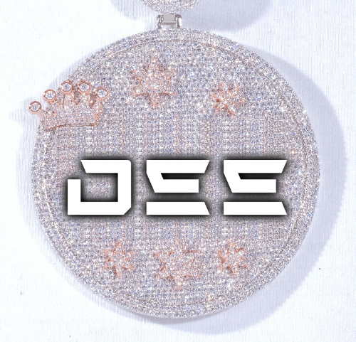 CUSTOM LETTER NECKLACE 3D BIG CROWN DISC