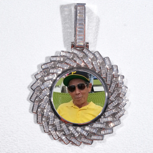 Large 3D Baguette Custom Picture Pendant