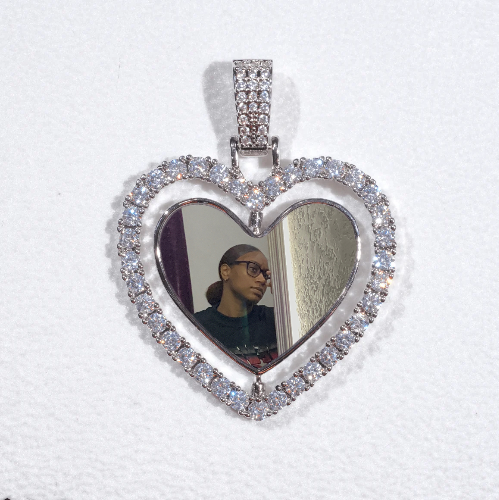 3D Spinning 2-Faced Heart Custom Picture Pendant