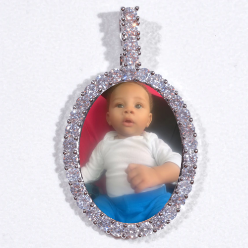 Large 3D Oval Custom Picture Pendant