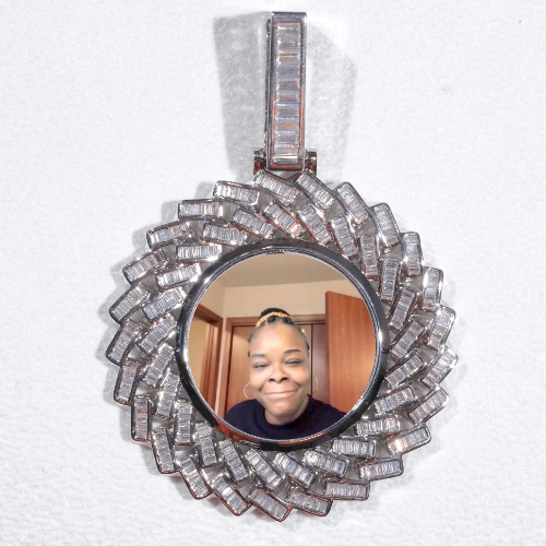 Large 3D Baguette Custom Picture Pendant