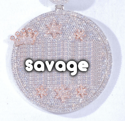CUSTOM LETTER NECKLACE 3D BIG CROWN DISC