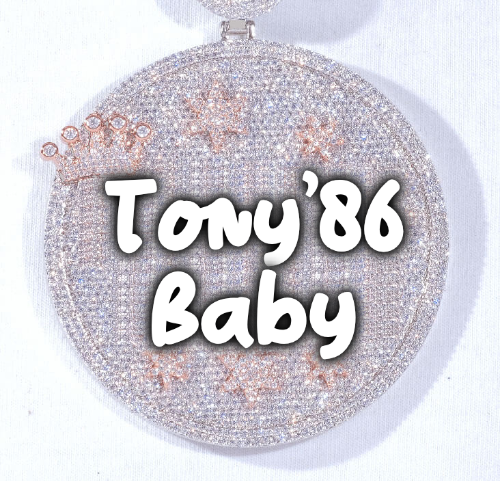 CUSTOM LETTER NECKLACE 3D BIG CROWN DISC