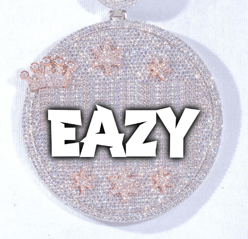 CUSTOM LETTER NECKLACE 3D BIG CROWN DISC