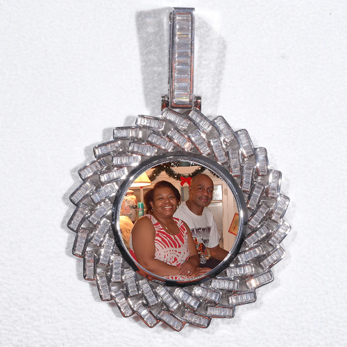Large 3D Baguette Custom Picture Pendant