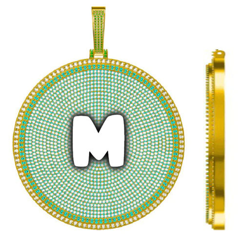CUSTOM LETTER NECKLACE 3D BIG DISC