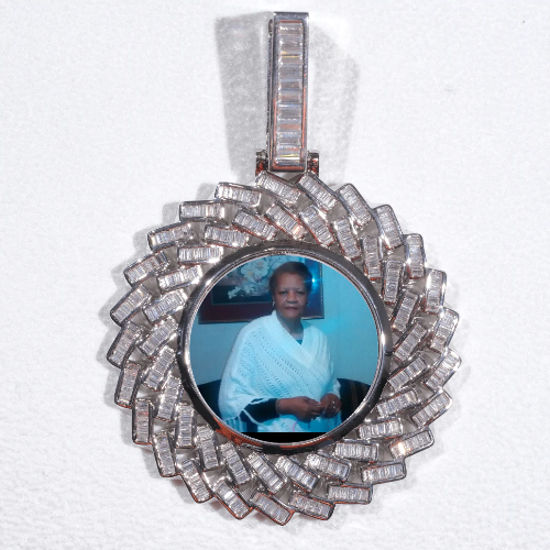 Large 3D Baguette Custom Picture Pendant