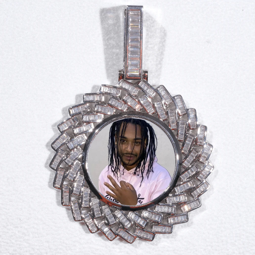 Large 3D Baguette Custom Picture Pendant