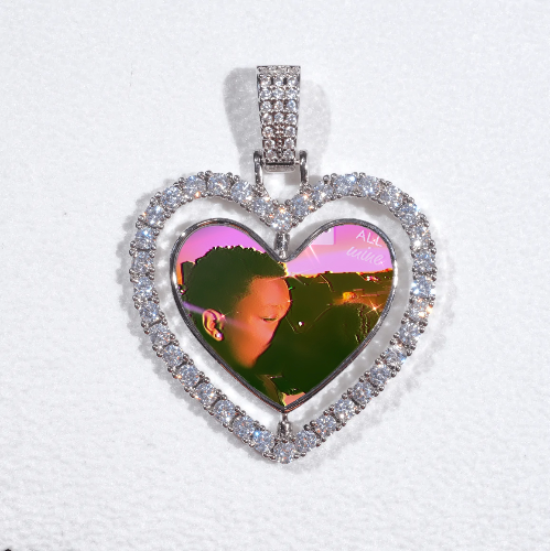 3D Spinning 2-Faced Heart Custom Picture Pendant