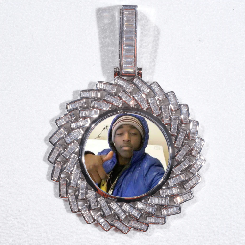 Large 3D Baguette Custom Picture Pendant
