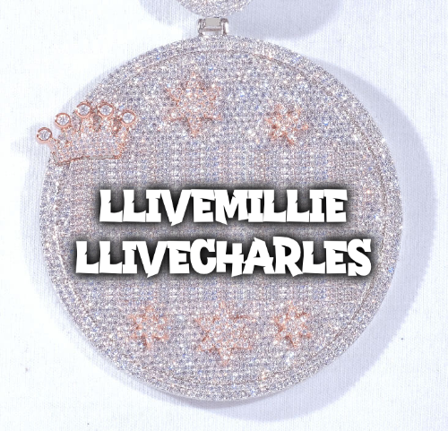 CUSTOM LETTER NECKLACE 3D BIG CROWN DISC