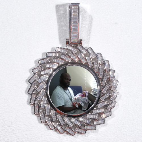 Large 3D Baguette Custom Picture Pendant