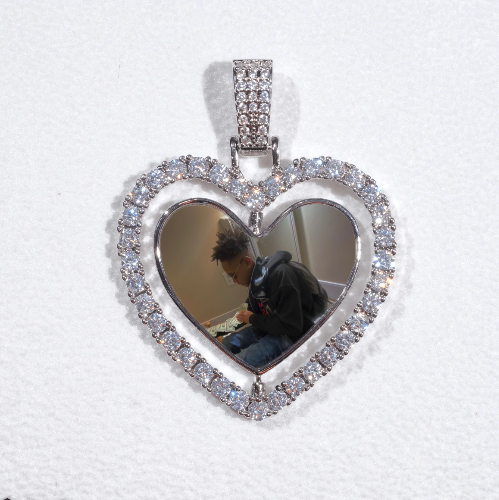 3D Spinning 2-Faced Heart Custom Picture Pendant