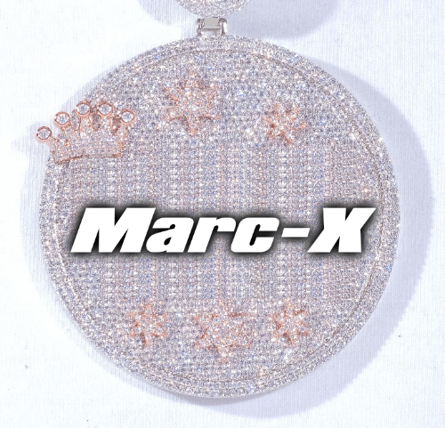 CUSTOM LETTER NECKLACE 3D BIG CROWN DISC