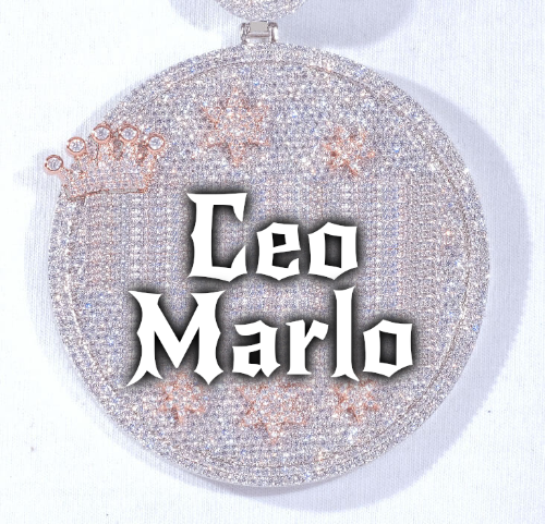 CUSTOM LETTER NECKLACE 3D BIG CROWN DISC
