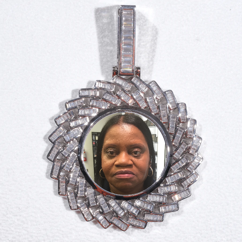 Large 3D Baguette Custom Picture Pendant