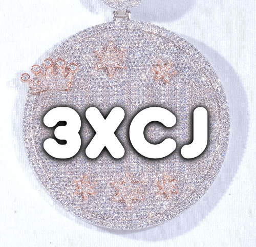 CUSTOM LETTER NECKLACE 3D BIG CROWN DISC