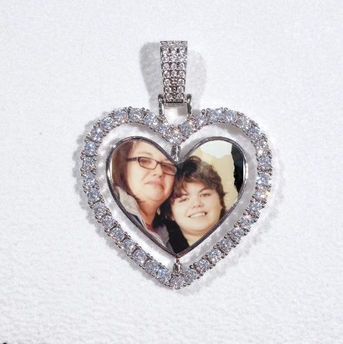 3D Spinning 2-Faced Heart Custom Picture Pendant