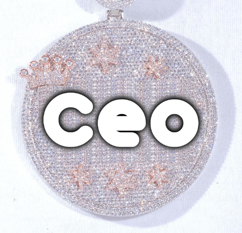 CUSTOM LETTER NECKLACE 3D BIG CROWN DISC