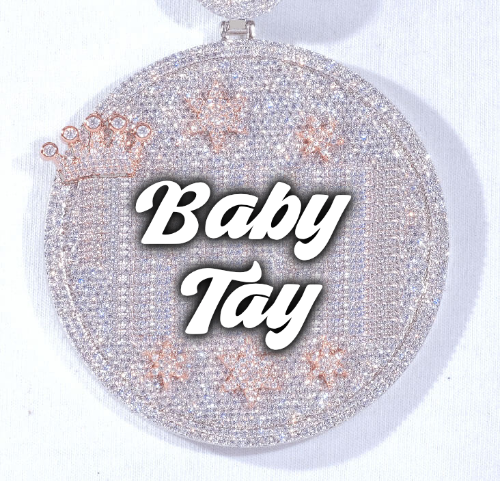 CUSTOM LETTER NECKLACE 3D BIG CROWN DISC