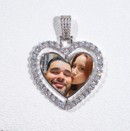 3D Spinning 2-Faced Heart Custom Picture Pendant