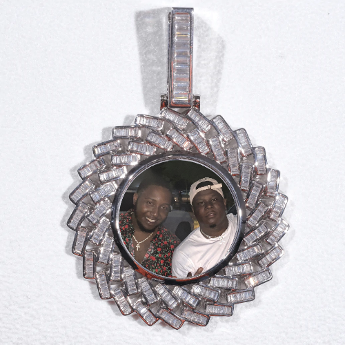 Large 3D Baguette Custom Picture Pendant