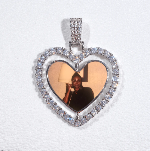 3D Spinning 2-Faced Heart Custom Picture Pendant