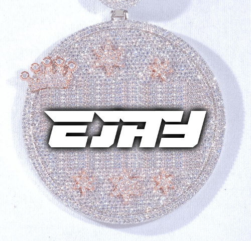 CUSTOM LETTER NECKLACE 3D BIG CROWN DISC