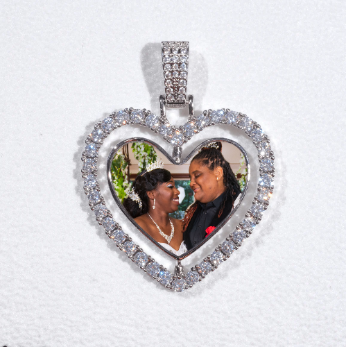 3D Spinning 2-Faced Heart Custom Picture Pendant
