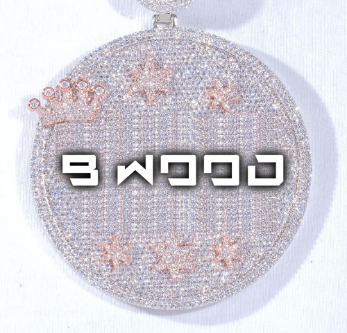 CUSTOM LETTER NECKLACE 3D BIG CROWN DISC