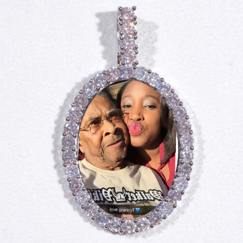 Large 3D Oval Custom Picture Pendant