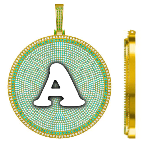 CUSTOM LETTER NECKLACE 3D BIG DISC